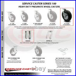 12 Inch Black Pneumatic Wheel Caster Set 2 Swivel 2 Rigid Service Caster Brand