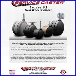 2 Inch Black Metal Hood Twin Caster Locking Nylon Wheel 5/16 Thread Stem Set 5