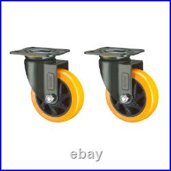 2 PACK Swivel Rigid Caster Wheels 3 4 5 6 Top Plate with Brakes Heavy Duty