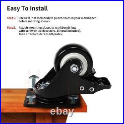 20PCS 2 Caster Wheels with Safety Brakes No Noise Non-Marking Heavy Duty Plate
