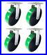 4 Heavy Duty Caster 8 Polyurethane Cast Iron Wheels Rigid Swivel & Brake Green