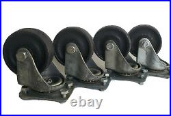 4 Heavy Duty Industrial Factory Cast Iron 3.5lbs ea Swivel Castor Wheels/ Bolts