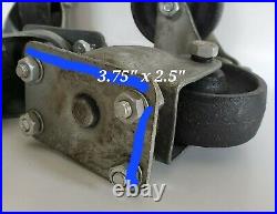 4 Heavy Duty Industrial Factory Cast Iron 3.5lbs ea Swivel Castor Wheels/ Bolts