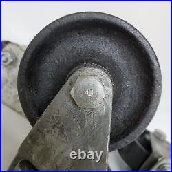 4 Heavy Duty Industrial Factory Cast Iron 3.5lbs ea Swivel Castor Wheels/ Bolts