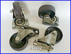 4 Heavy Duty Industrial Factory Cast Iron 3.5lbs ea Swivel Castor Wheels/ Bolts