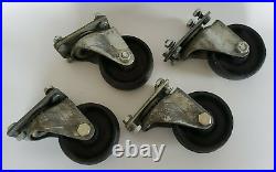 4 Heavy Duty Industrial Factory Cast Iron 3.5lbs ea Swivel Castor Wheels/ Bolts