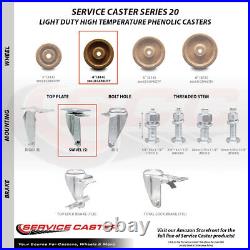 4 Inch High Temp Phenolic Wheel Swivel Top Plate Caster Set with 2 Rigid SCC