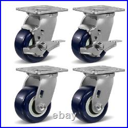 4 Inch Polyurethane on Polypropylene Heavy Duty Casters, Capacity 600-2400LB