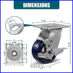 4 Inch Polyurethane on Polypropylene Heavy Duty Casters, Capacity 600-2400LB