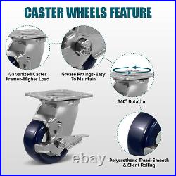 4 Inch Polyurethane on Polypropylene Heavy Duty Casters, Capacity 600-2400LB