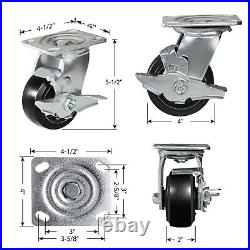 4 InchRubber on Cast Iron Wheel Heavy Duty, Capacity 700-2800LB