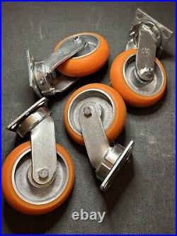 4 New Industrial 6 Inch CC Apex Kingpinless swivel casters See Photos