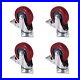 4 Pack 4 Inch Caster Wheels Swivel Red Polyurethane
