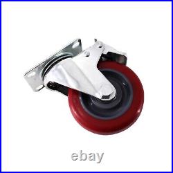 4 Pack 4 Inch Caster Wheels Swivel Red Polyurethane