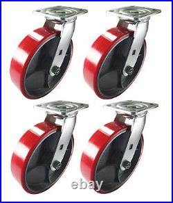 4 Swivel Casters 8 Heavy Duty Cast Iron Hub Core Poly Wheel Non Skid Mark