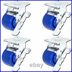 4 x 2 Stainless Steel Caster Set of 4 Swivel Casters with Locking Brakes Blu