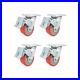 4 x 2 Total Lock Caster Set of 4 with Red Polyurethane on Steel Wheel