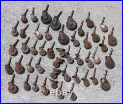 47 TOTAL Antique caster wheels Vintage WOOD Furniture Rollers