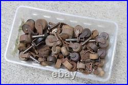 47 TOTAL Antique caster wheels Vintage WOOD Furniture Rollers