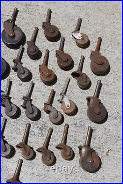 47 TOTAL Antique caster wheels Vintage WOOD Furniture Rollers