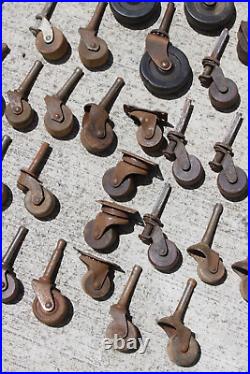 47 TOTAL Antique caster wheels Vintage WOOD Furniture Rollers