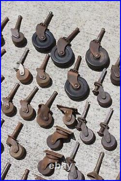 47 TOTAL Antique caster wheels Vintage WOOD Furniture Rollers