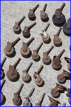 47 TOTAL Antique caster wheels Vintage WOOD Furniture Rollers