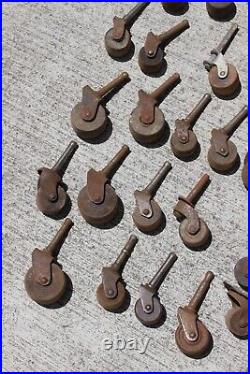 47 TOTAL Antique caster wheels Vintage WOOD Furniture Rollers