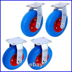 4PCS 8 Flat Free Caster Wheels (2 Swivel + 2 Rigid), Steel Hub, 5/8 Axle