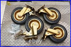 4Pc 8 Inch Heavy Duty Rubber Caster Wheels With Brake Lock & Mute Ball Bearing