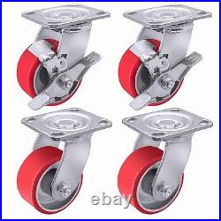 4X 2 Heavy Duty Casters Polyurethane Caster with Capacity up to 800-3000 LB