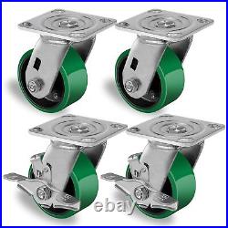 4X 2 Heavy Duty Casters Polyurethane Caster with Capacity up to 800-3200 LB