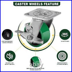 4X 2 Heavy Duty Casters Polyurethane Caster with Capacity up to 800-3200 LB