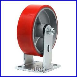 5 4 Pack Plate Caster, Polyurethane Mold on Steel Wheel, NEW