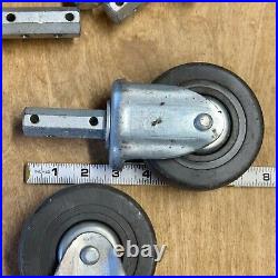 5 Bassick 408 Bolt-In Rigid Stem Casters 4 x 1-14 Hard Rubber Made in USA