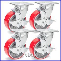 5 Inch Industrial Casters Set of 4, Heavy Duty Casters with Brake 4000 Lbs, No N