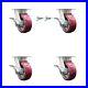 5 Inch Kingpinless Poly on Aluminum Wheel Caster Set 4 Brakes 2 Swivel Locks SCC