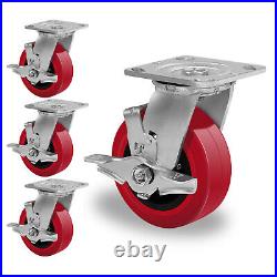 5 Inch Polyurethane Tread Caster Wheels Heavy Duty, Capacity 800-3200LB