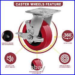 5 Inch Polyurethane Tread Caster Wheels Heavy Duty, Capacity 800-3200LB