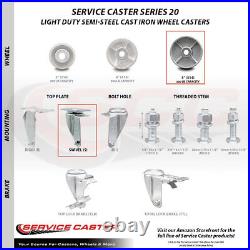 5 Inch Semi Steel Cast Iron Wheel Swivel Top Plate Caster Set with 2 Brakes SCC
