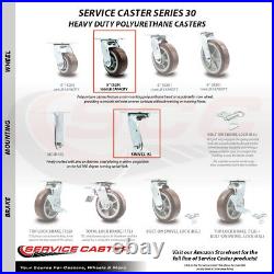 5 Inch Stainless Steel Polyurethane Wheel Swivel Caster Set with Roller Bearings