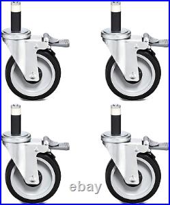 5 Swivel Caster Wheels for Wire Shelving, Industrial Grade with Brake, Adjustab