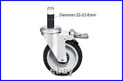 5 Swivel Caster Wheels for Wire Shelving, Industrial Grade with Brake, Adjustab