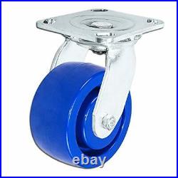 5 x 2 Stainless Steel Swivel Caster Blue Solid Poly Wheel 1,000 Lbs Cap