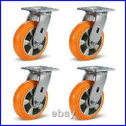 6 Inch Aluminum Core Polyurethane Heavy Duty Casters, Capacity1200-4800LB