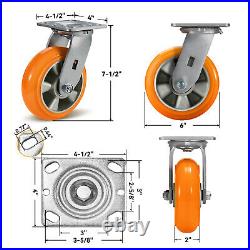 6 Inch Aluminum Core Polyurethane Heavy Duty Casters, Capacity1200-4800LB