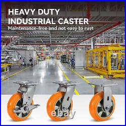 6 Inch Aluminum Core Polyurethane Heavy Duty Casters, Capacity1200-4800LB