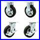 6 Inch Black Pneumatic Wheel Caster Set 2 Swivel with Brakes and 2 Rigid SCC