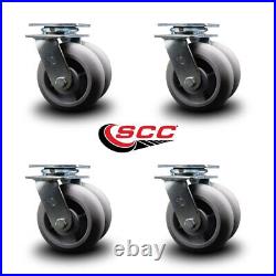 6 Inch Dual Thermoplastic Rubber Wheels Swivel Caster Set with Ball Bearings SCC