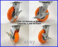 6 x 2 Swivel Caster with Brake apex Polyurethane Wheel 1200lbs ea. Tool Box(4)
